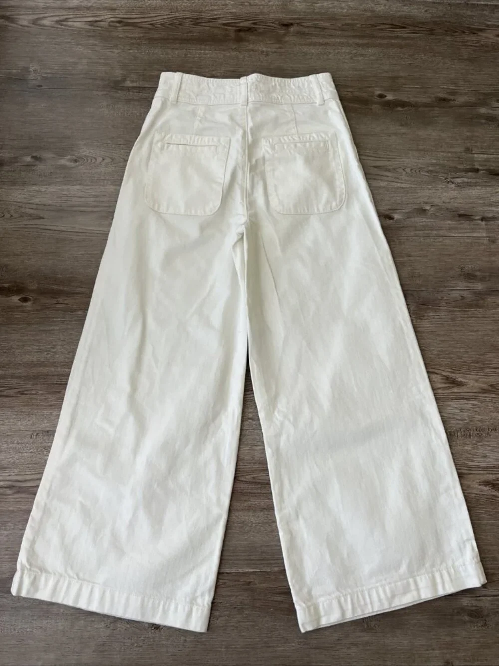 Free People Colette Wide Leg Crop Jeans Womens 26 Ivory Button Fly High Rise